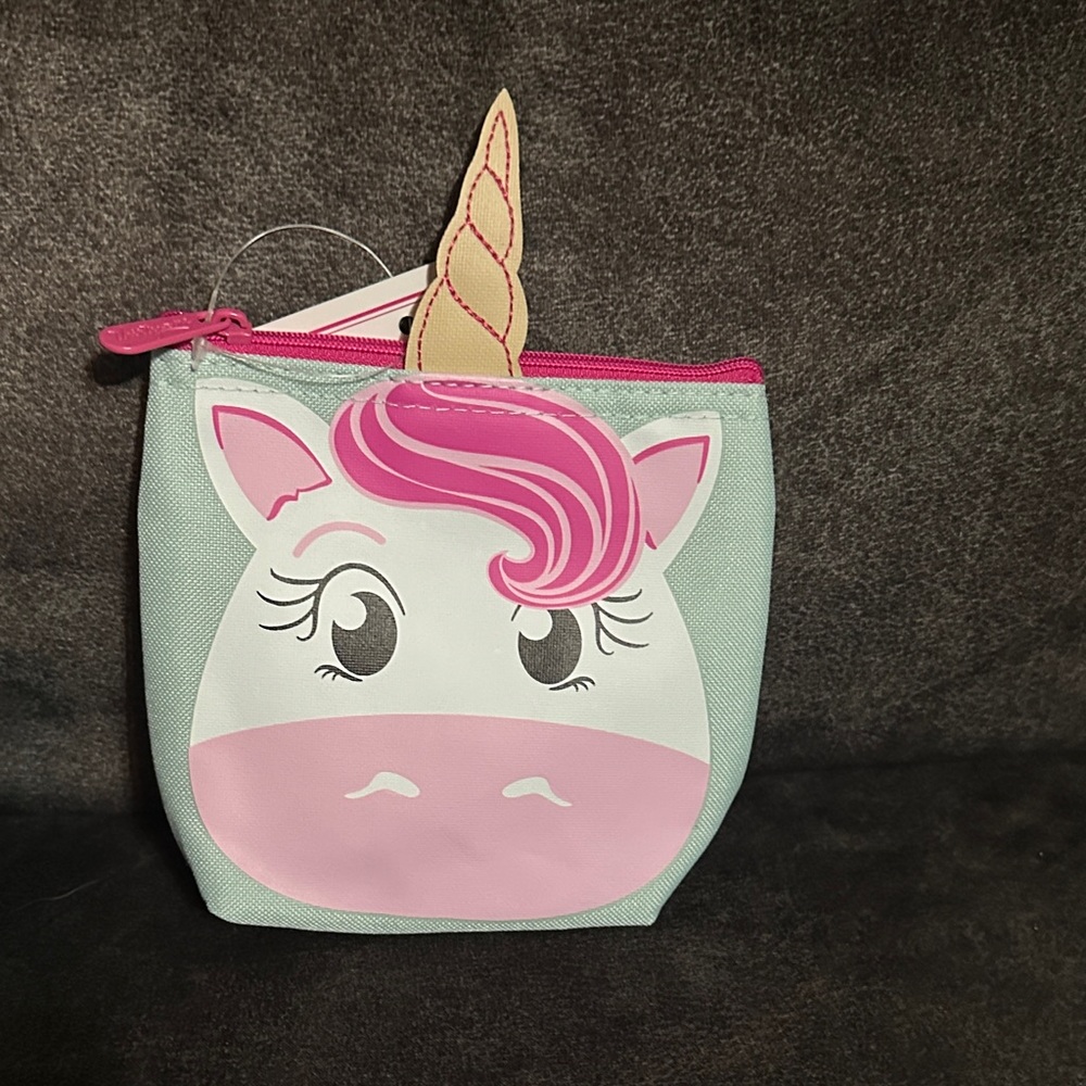 Thirty-One Brand New Cool Zip Snacker Unicorn Kids Pouch - Pink and Mint